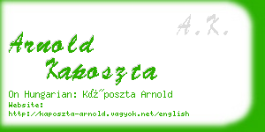 arnold kaposzta business card